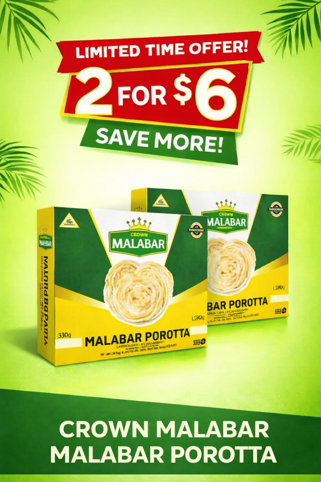 Malabar Porotta 330gm-Crown Malabar(Combo offer pack of 2)